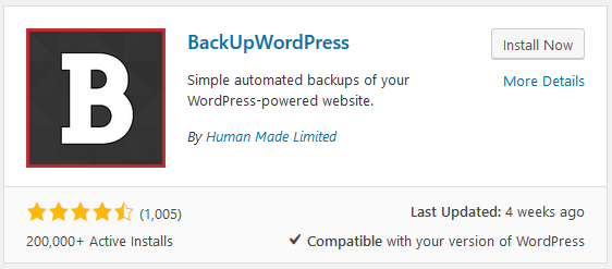 BackUpWordPress backup plugins stats