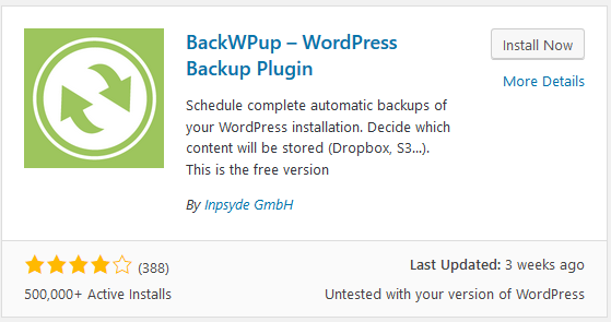 BackWPup backup plugin stats