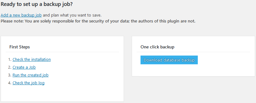 Download database backup with 1 click with BackWPup