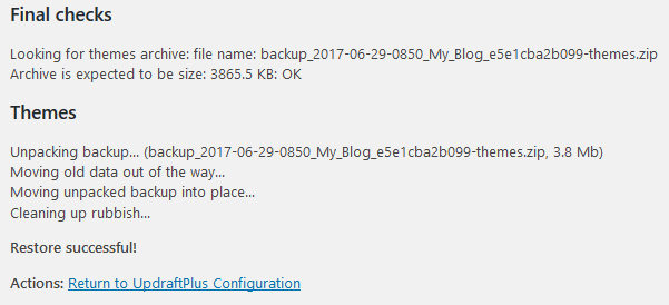 UpdraftPlus complete backup restore