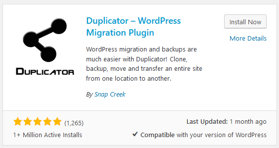 The Duplicator WordPress Backup Plugin stats