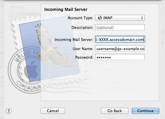 Mac Mail server details