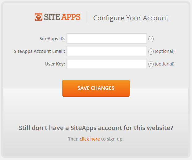 Configure your SiteApps account