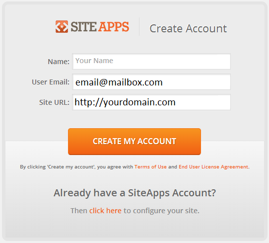 Create SiteApps account WordPress